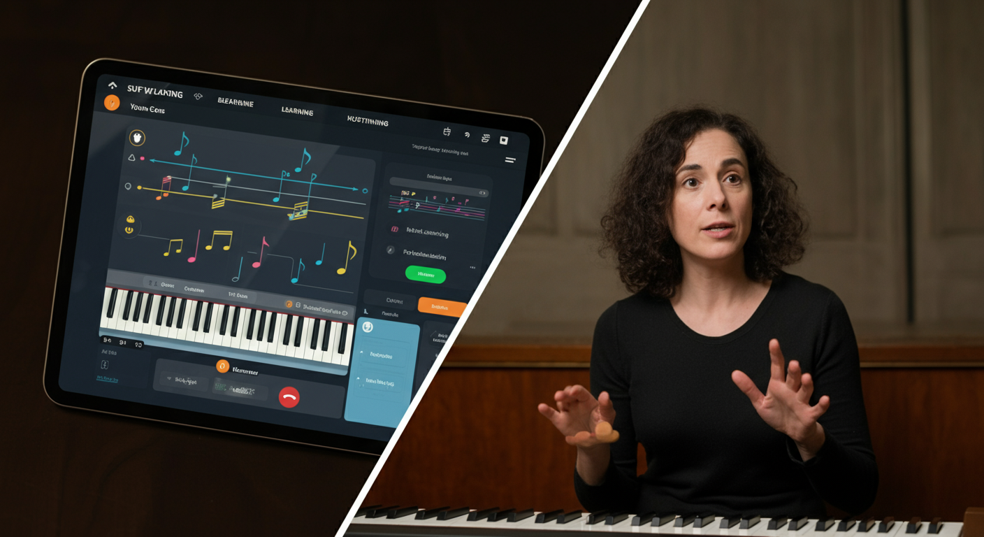 Verschil tussen een piano leer app en privé online pianoles.