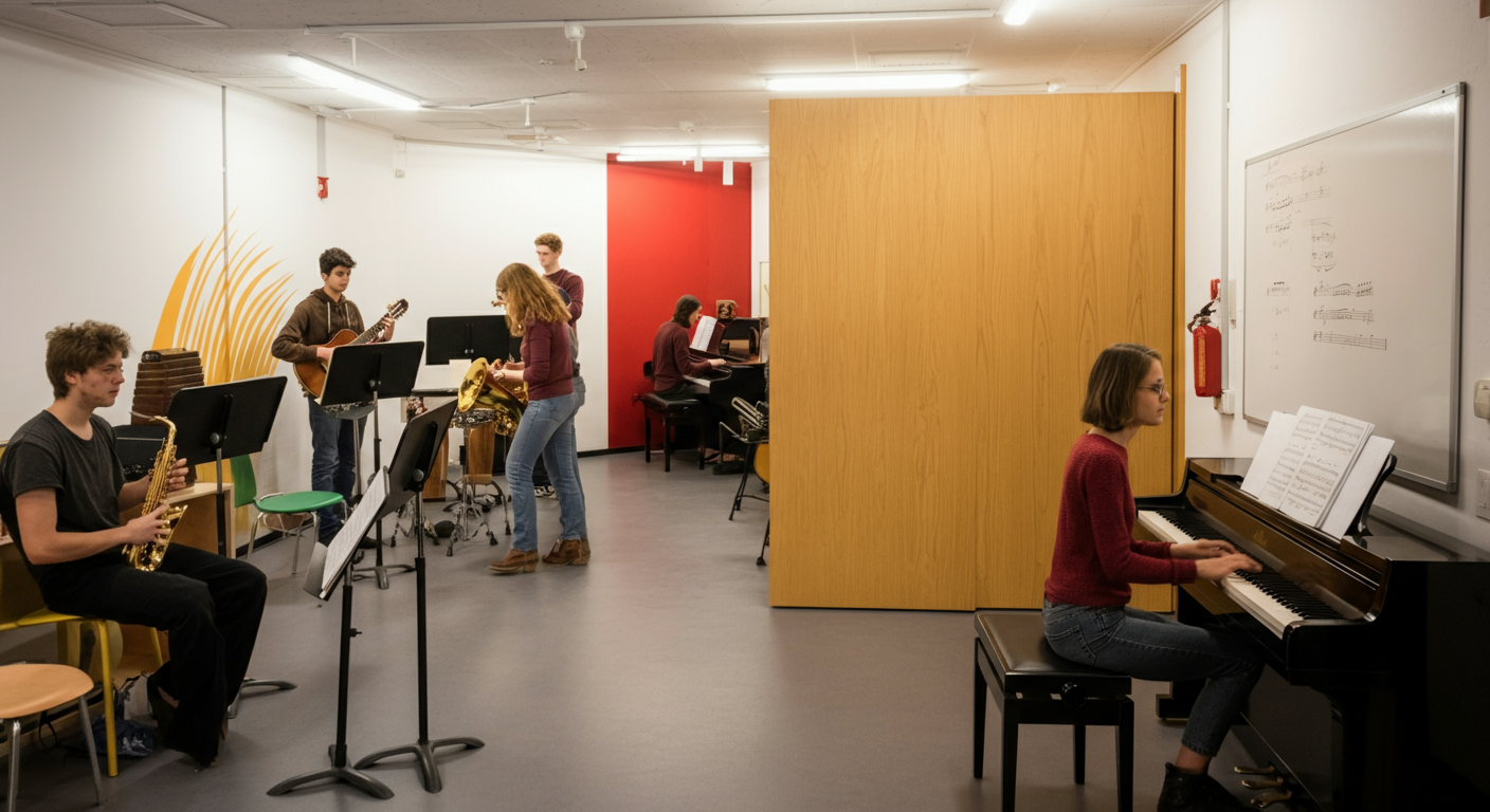 Muziekschool in Amsterdam Oost met leerlingen en docenten