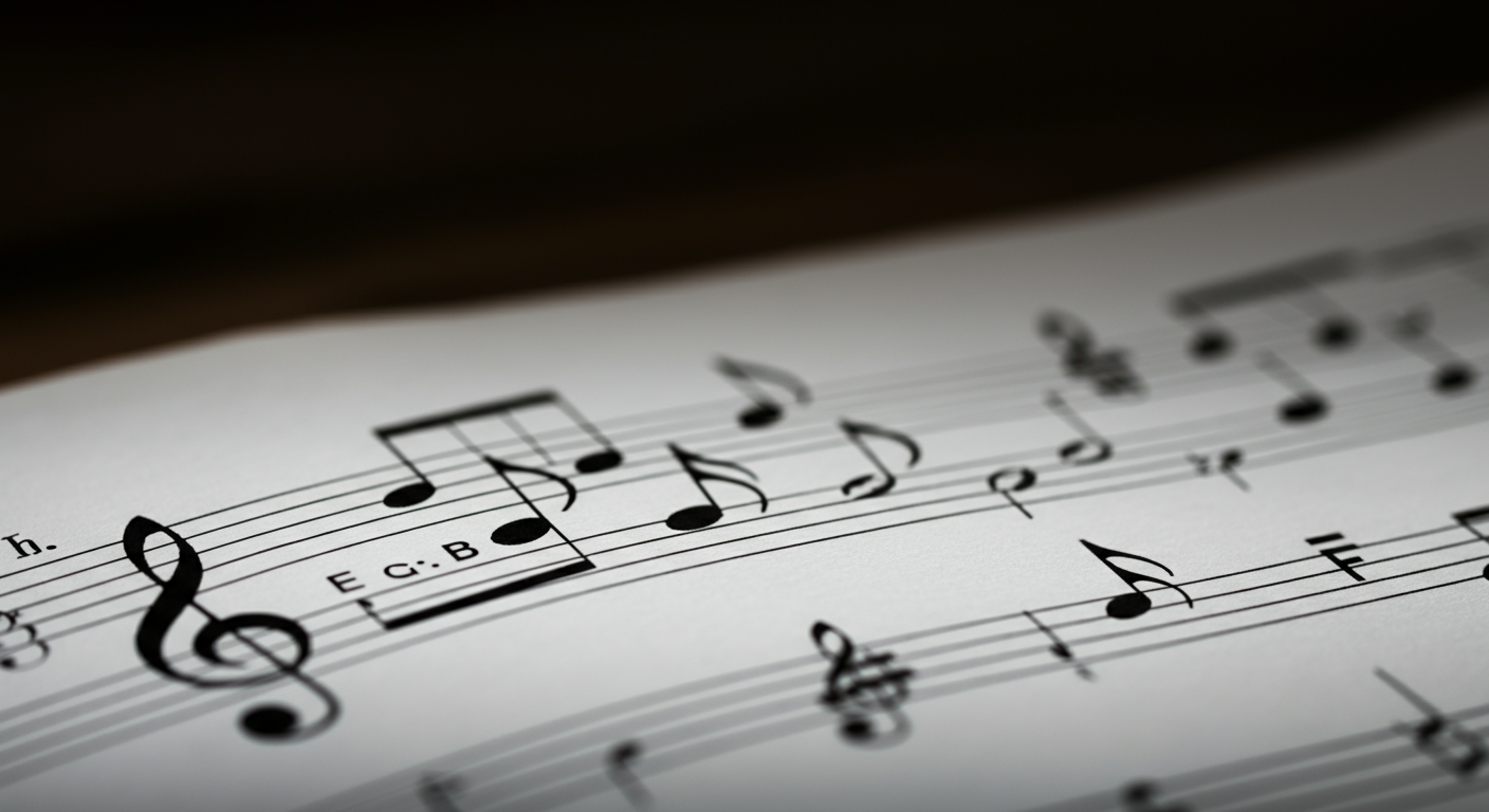 G-sleutel notenbalk met noten op de lijnen E-G-B-D-F