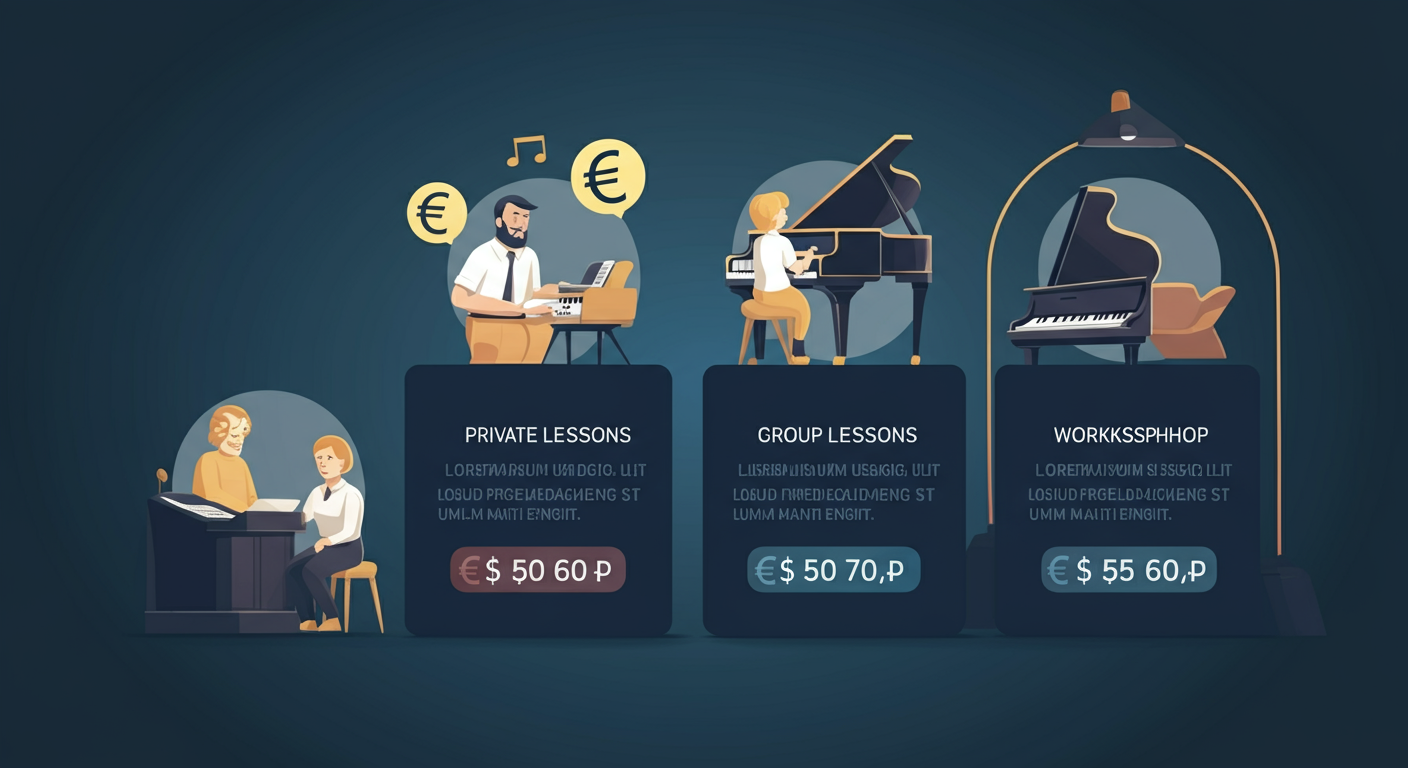 Prijsoverzicht voor verschillende soorten pianolessen in Amsterdam Zuid