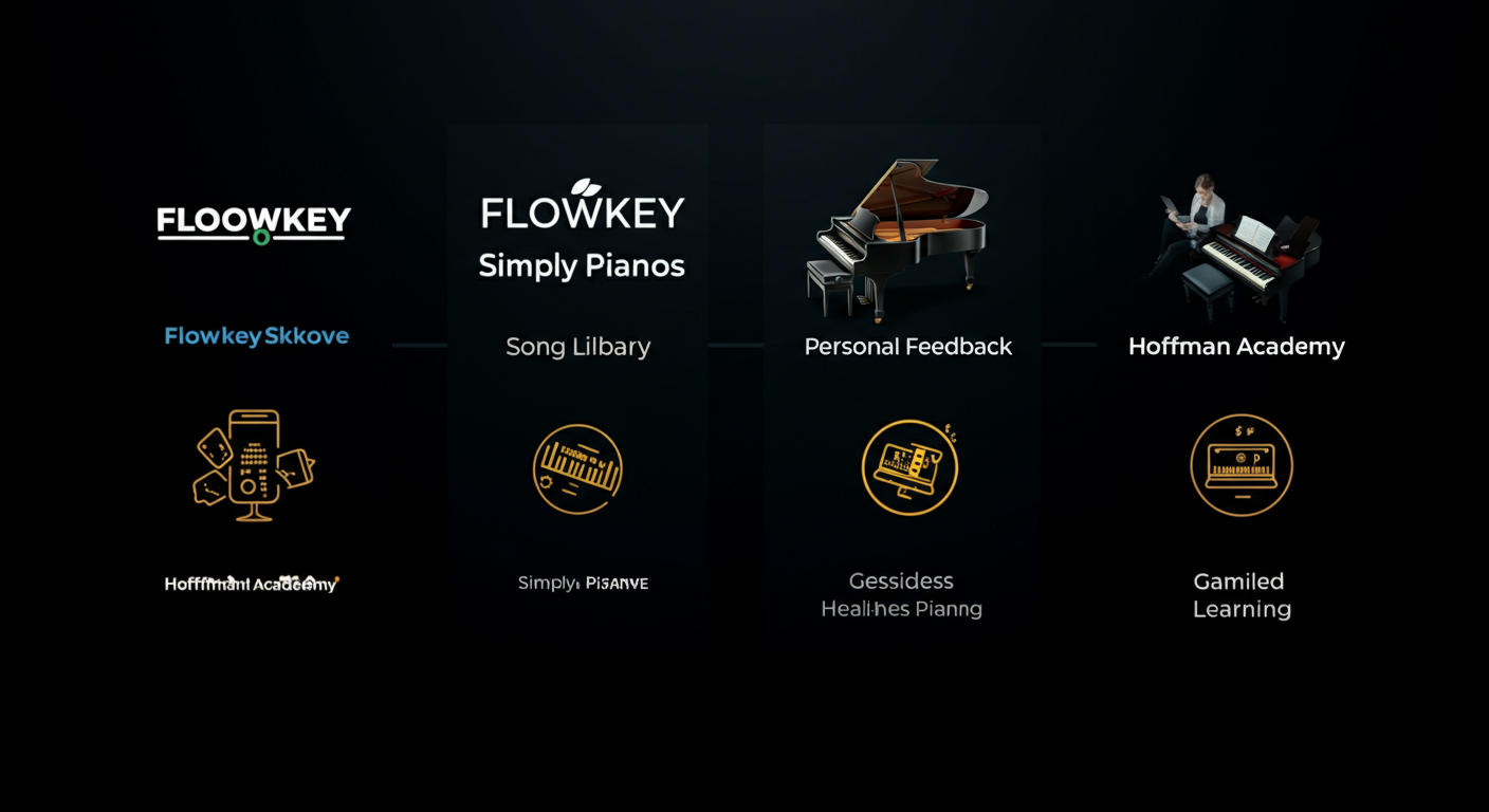 Vergelijking van verschillende online pianoles platformen.